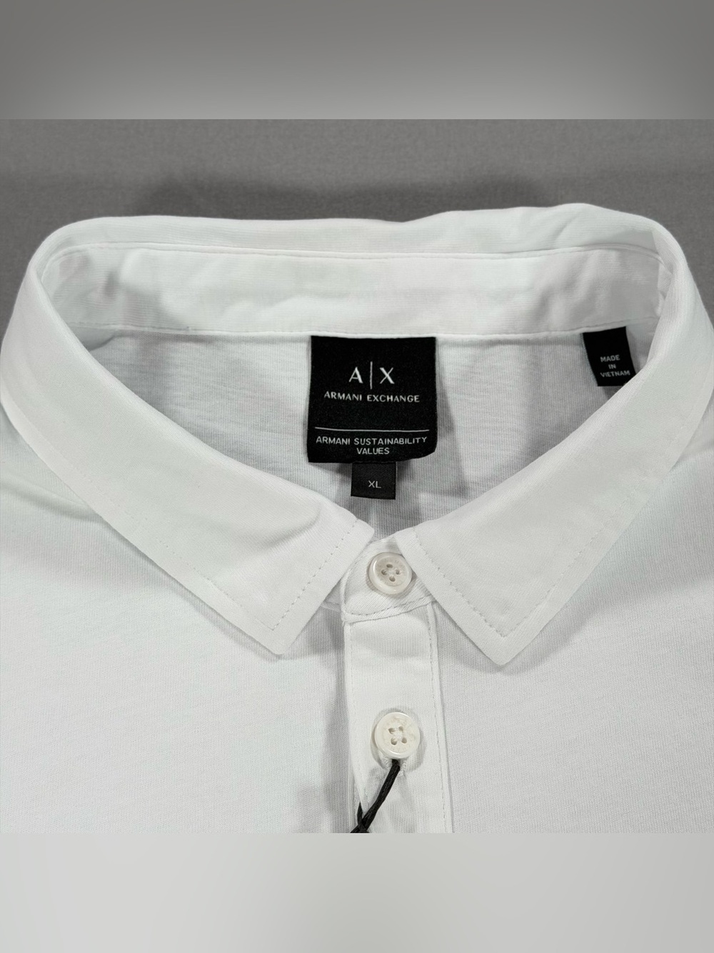 Armani Exchange Mens White Organic Cotton Short Sleeve Polo Shirt XL - Picture 4 of 8